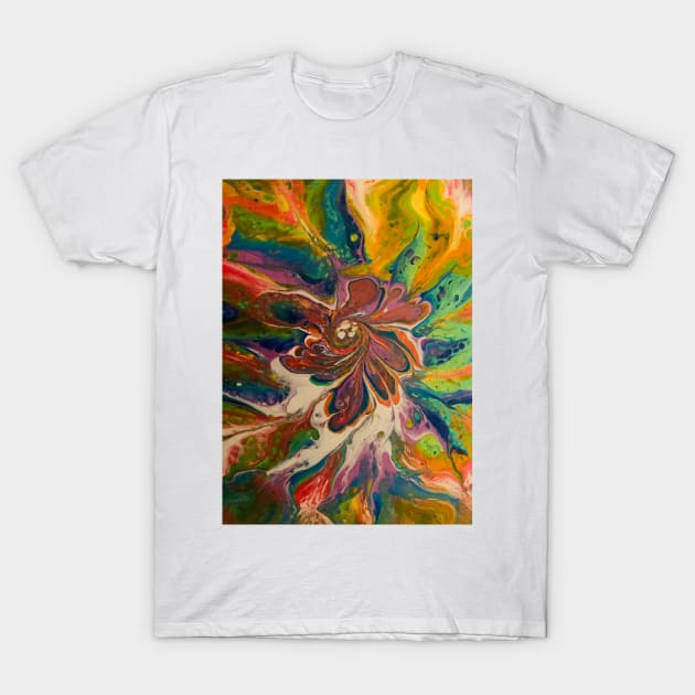 Acrylic Pouring flower T-Shirt by baksuart